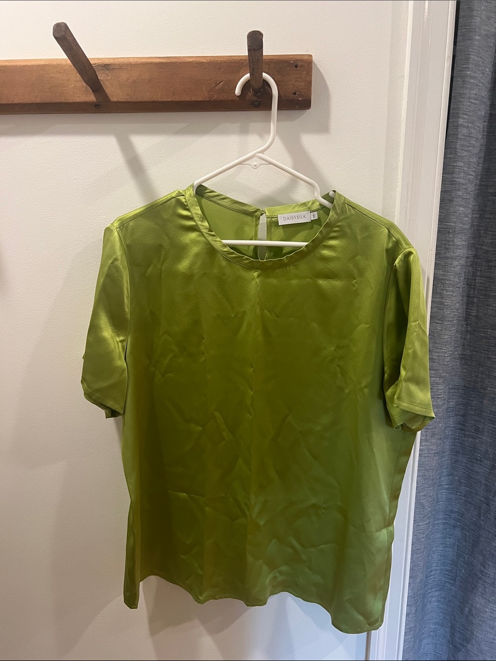 Daisysilk Lime Green Short Sleeve Satin Top